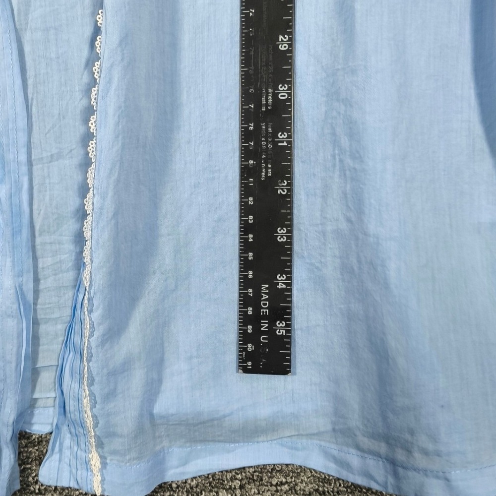 Eileen West Womens Blue Cotton Lawn Lace Trim Belted Robe L/XL Loungewear - Picture 9 of 10